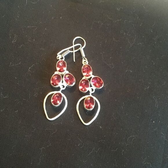 NWOT. Sterling Silver Pink Amethyst Earrings - Picture 3 of 10